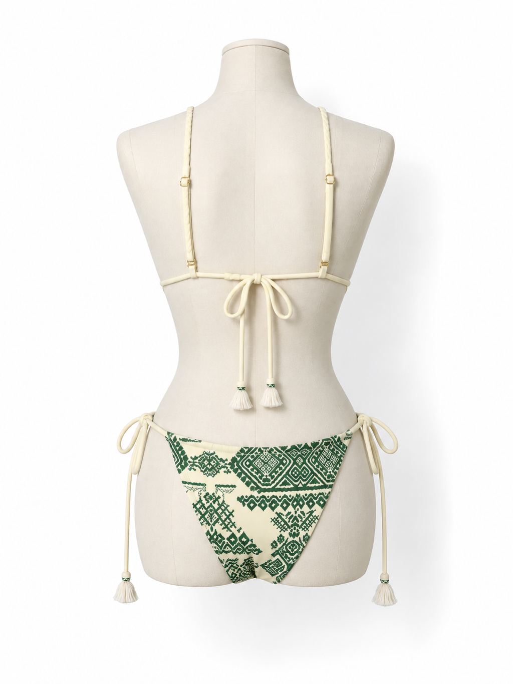 Bikini Johanna Ortiz Andean Wakama y Sullen verde y marfil - Talla 36
