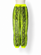 Pantalón jogger Off-White de organza con estampado de serpiente neón - Talla 36