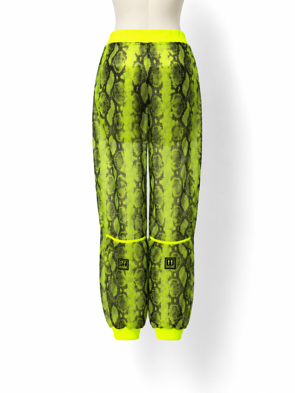 Pantalón jogger Off-White de organza con estampado de serpiente neón - Talla 36