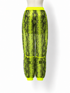 Pantalón jogger Off-White de organza con estampado de serpiente neón - Talla 36