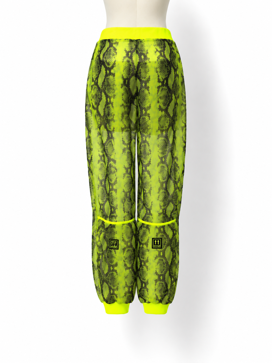 Pantalón jogger Off-White de organza con estampado de serpiente neón - Talla 36
