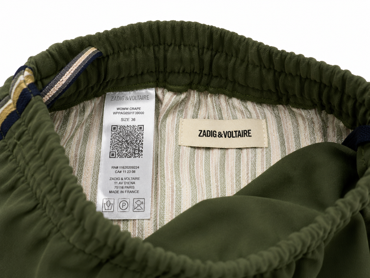 Pantalón Zadig & Voltaire Woww Crepe verde caqui – Talla 36