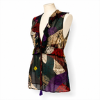 Top Just Cavalli semitransparente con estampado animal multicolor – Talla 38