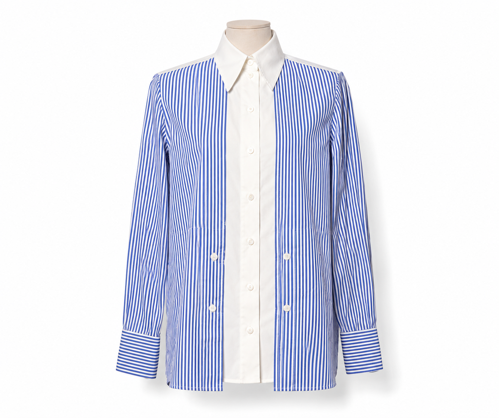 Camisa Stella McCartney de algodón a rayas azul y blanca – Talla 34