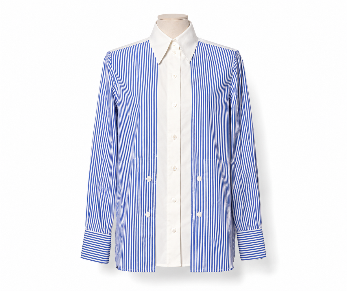 Camisa Stella McCartney de algodón a rayas azul y blanca – Talla 34