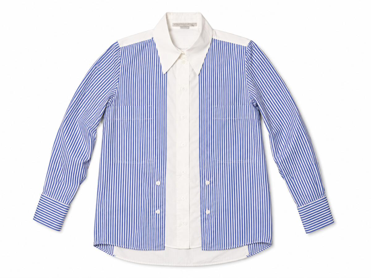 Camisa Stella McCartney de algodón a rayas azul y blanca – Talla 34