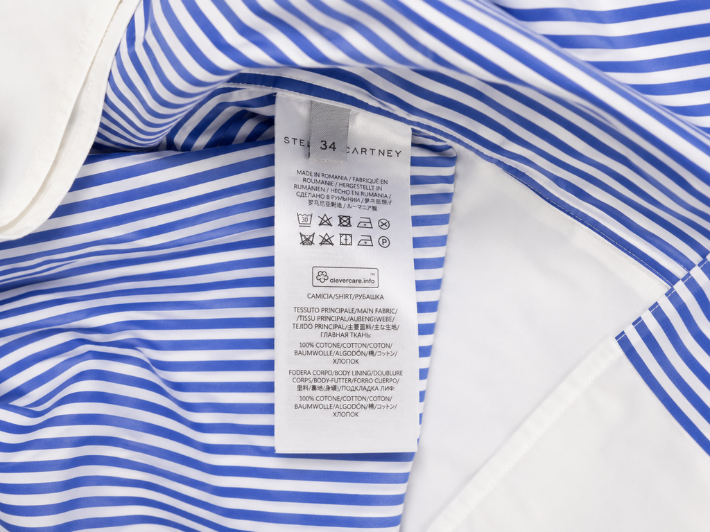 Camisa Stella McCartney de algodón a rayas azul y blanca – Talla 34