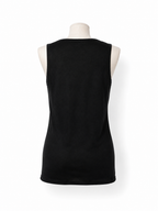 Top negro Balmain de lino con escote acordonado – Talla 36
