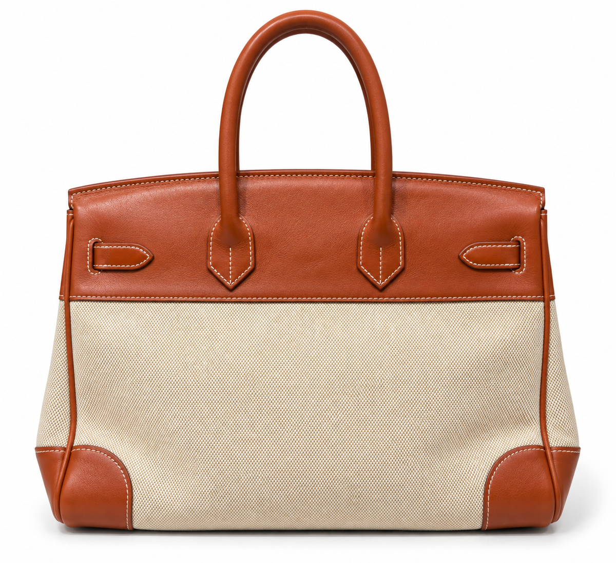Bolso Hermès Birkin 35 de lona Toile H y piel color coñac, 1998