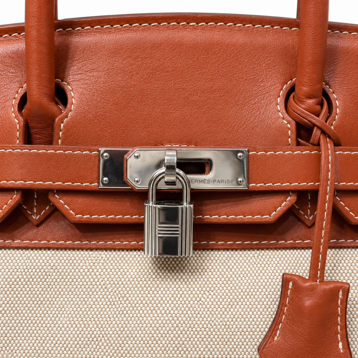 Bolso Hermès Birkin 35 de lona Toile H y piel color coñac, 1998