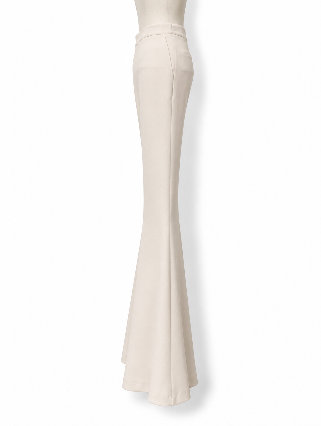 Pantalón Safiyaa Halluana marfil de tiro alto y pernera acampanada - Talla 36