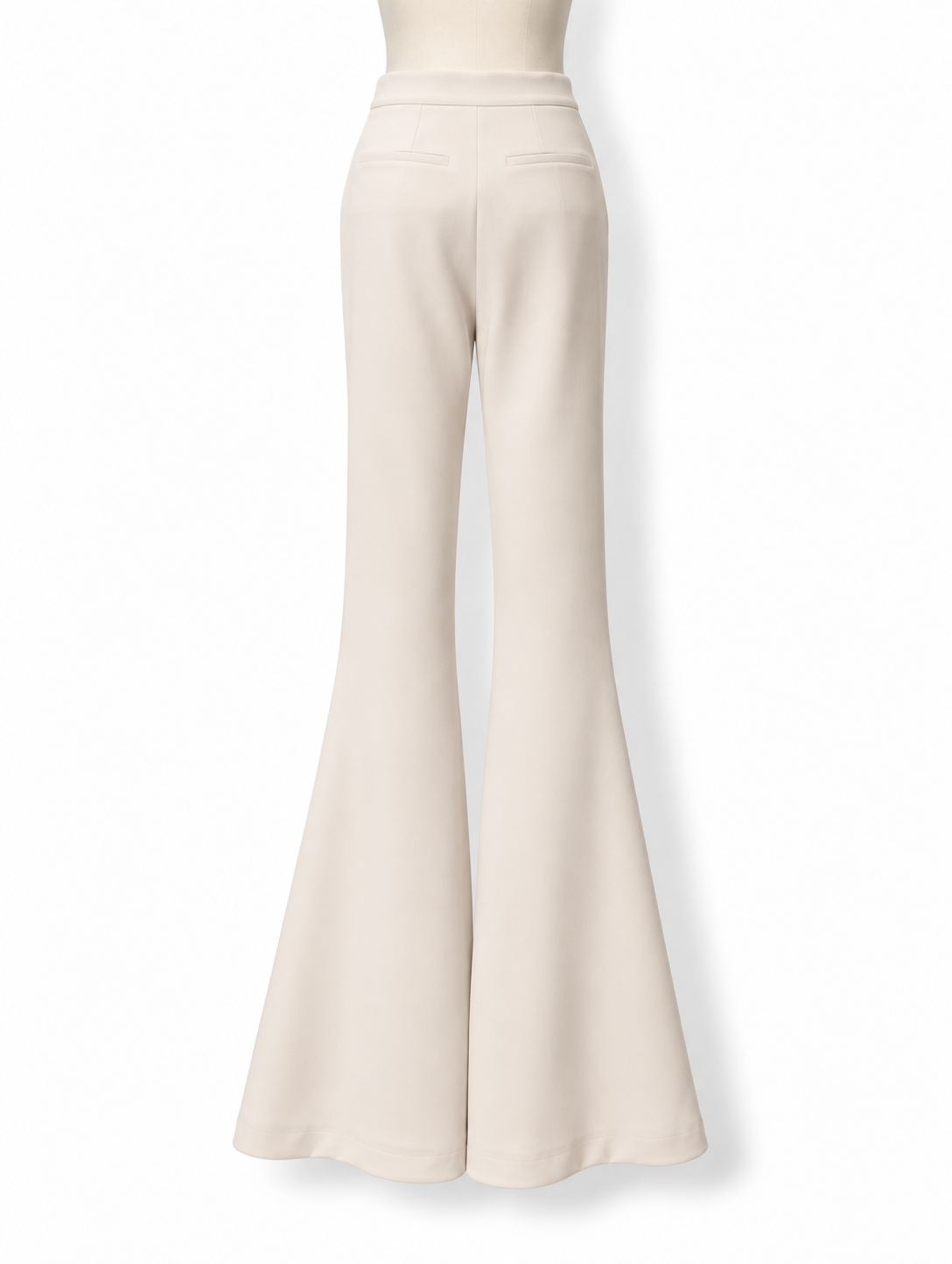 Pantalón Safiyaa Halluana marfil de tiro alto y pernera acampanada - Talla 36