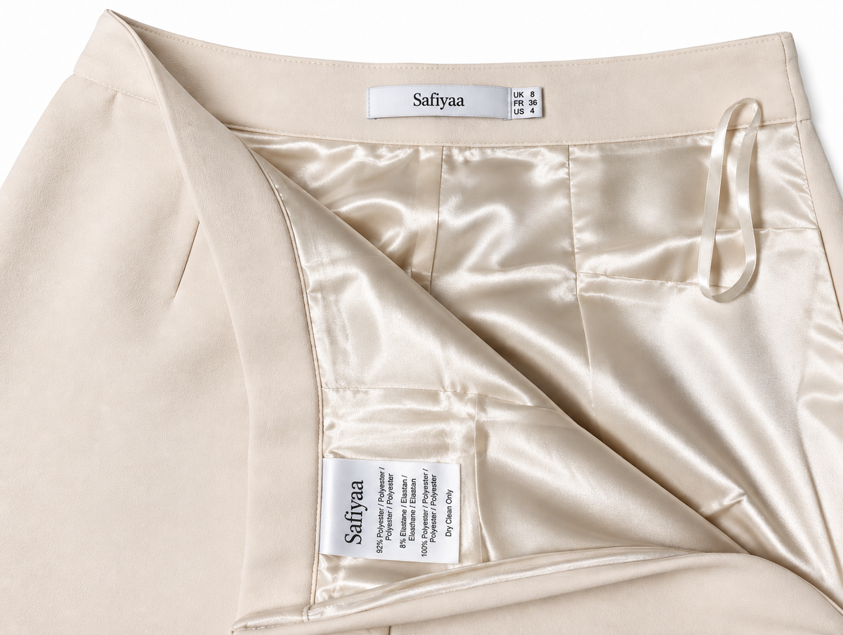 Pantalón Safiyaa Halluana marfil de tiro alto y pernera acampanada - Talla 36