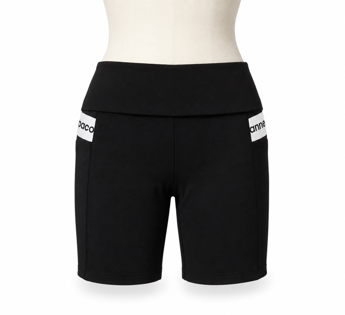 Shorts ciclistas Paco Rabanne negros con banda de logotipo - Talla S