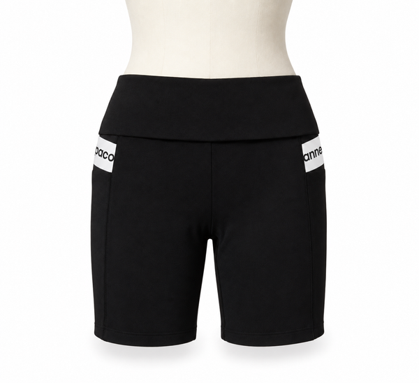 Shorts ciclistas Paco Rabanne negros con banda de logotipo - Talla S