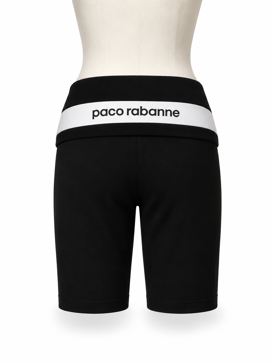 Shorts ciclistas Paco Rabanne negros con banda de logotipo - Talla S