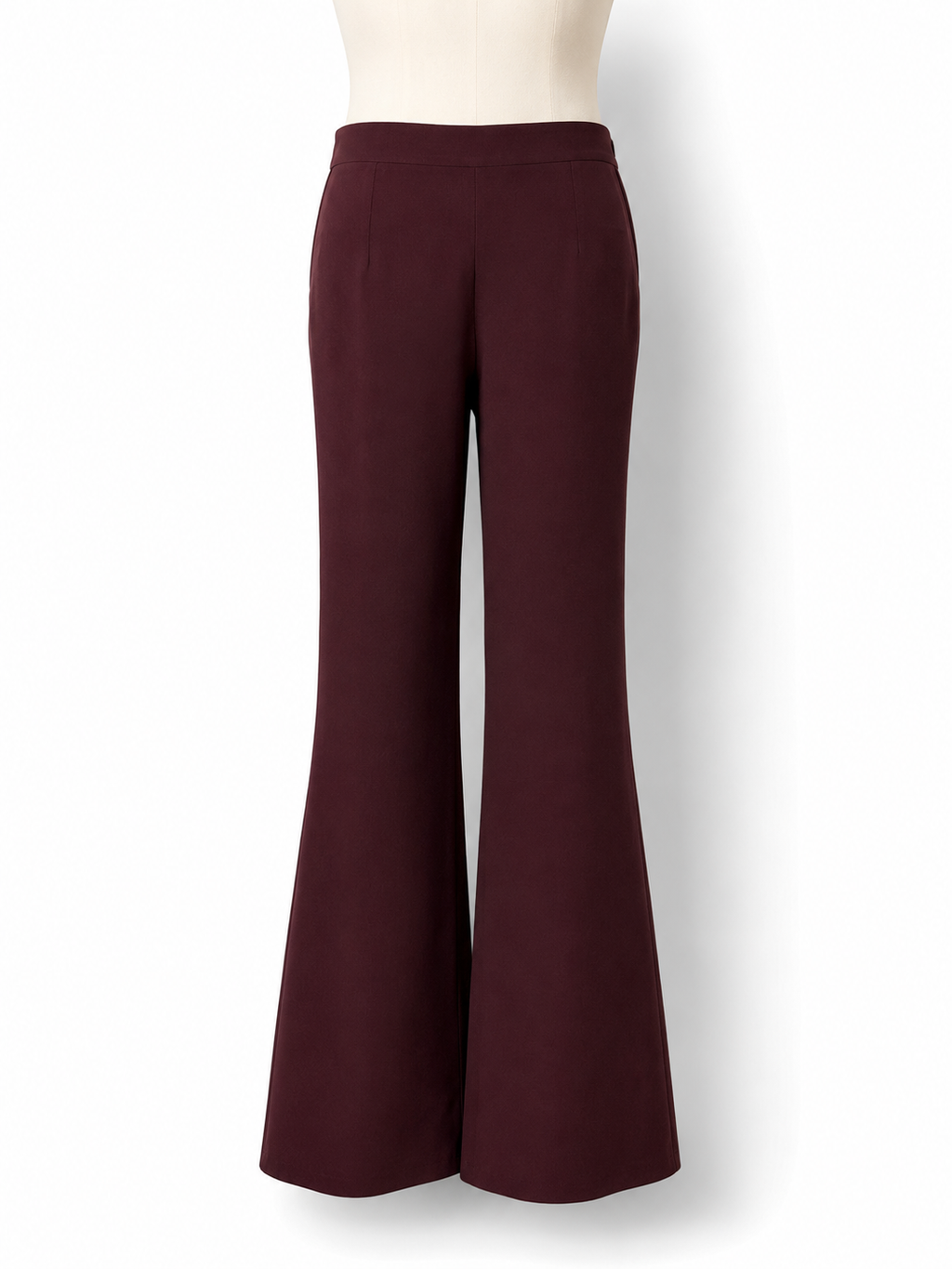 Pantalón Safiyaa burdeos de pernera acampanada – Talla 38