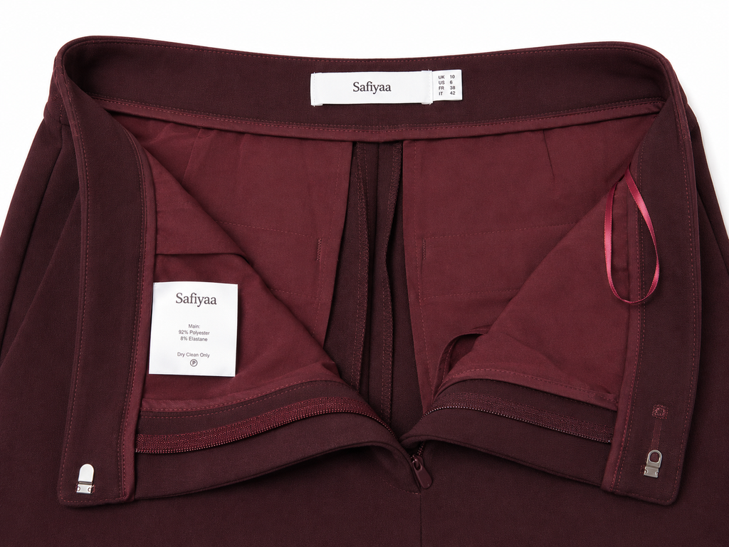 Pantalón Safiyaa burdeos de pernera acampanada – Talla 38