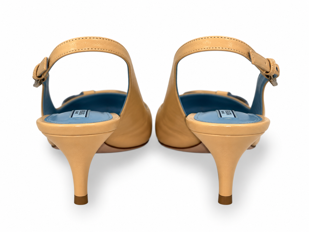 Zapatos slingback Prada de piel beige con lazo – Talla 40½