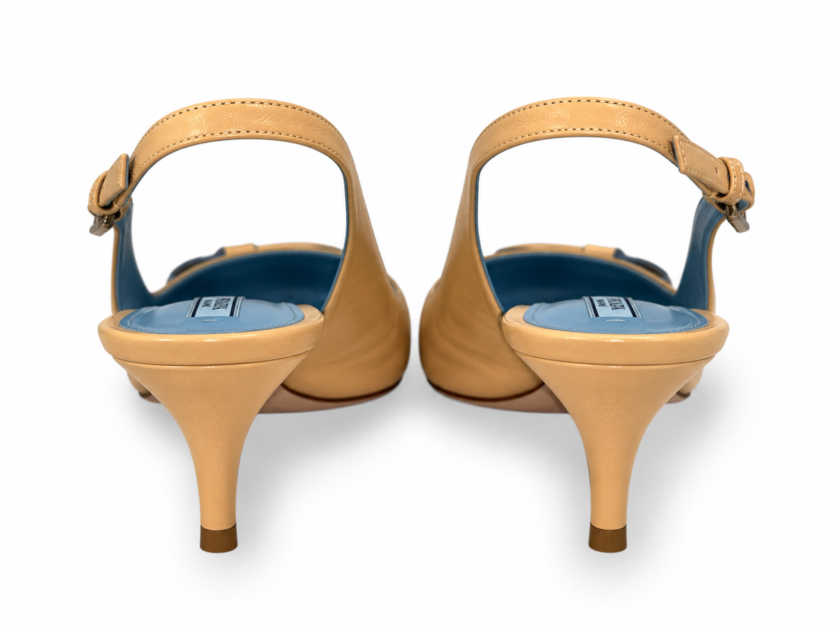 Zapatos slingback Prada de piel beige con lazo – Talla 40½