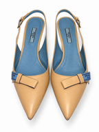 Zapatos slingback Prada de piel beige con lazo – Talla 40½