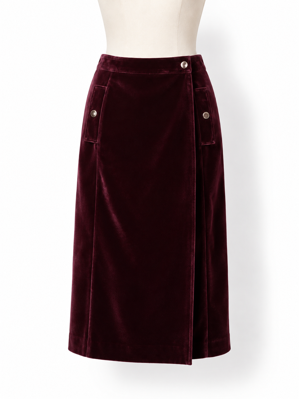 Falda Vanessa Seward de terciopelo burdeos – Talla 34