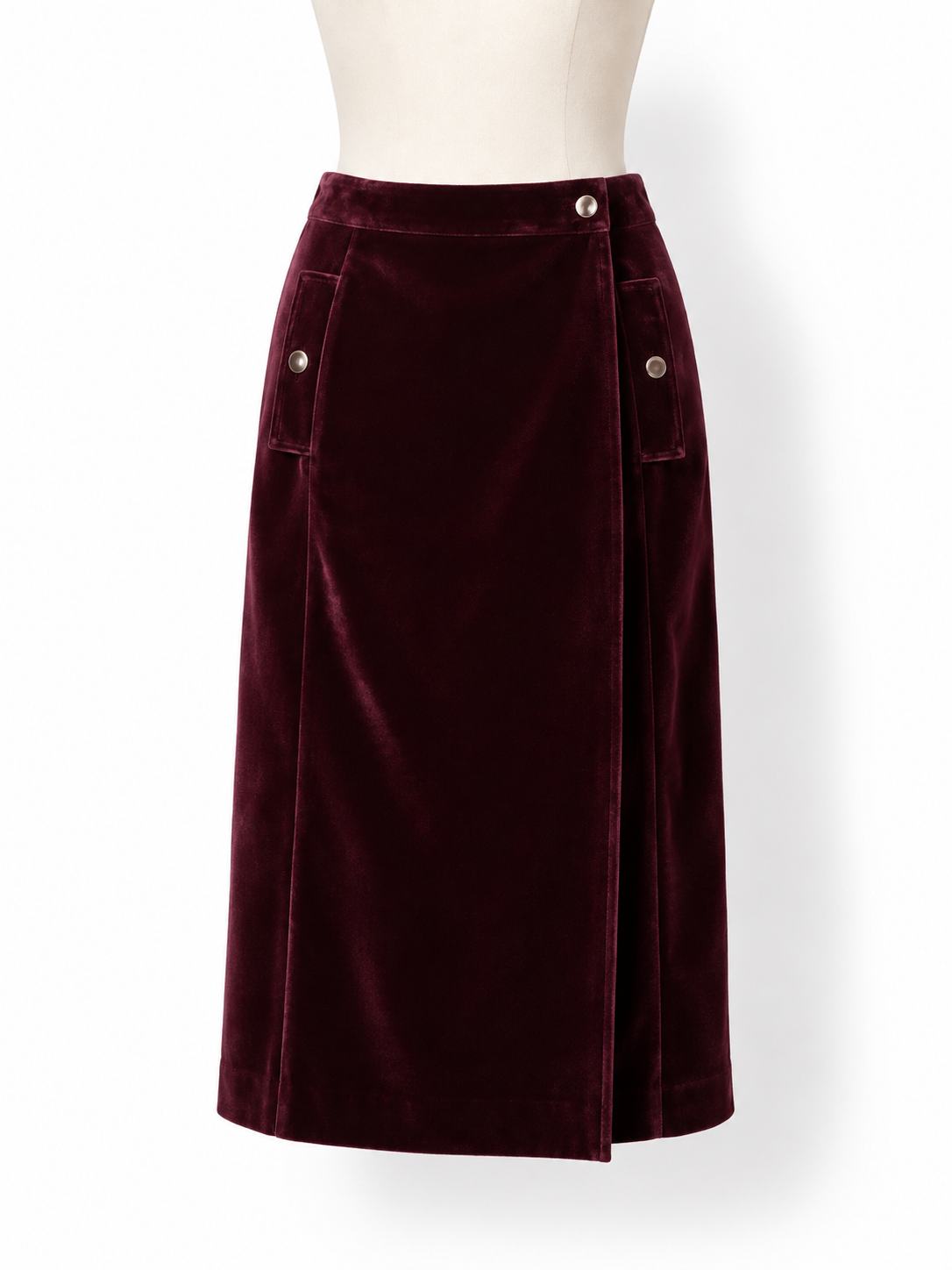 Falda Vanessa Seward de terciopelo burdeos – Talla 34