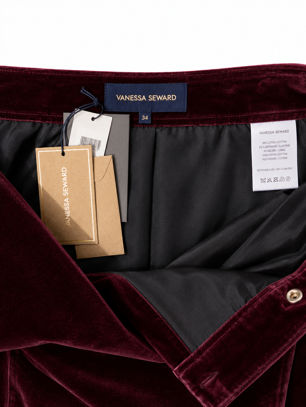Falda Vanessa Seward de terciopelo burdeos – Talla 34