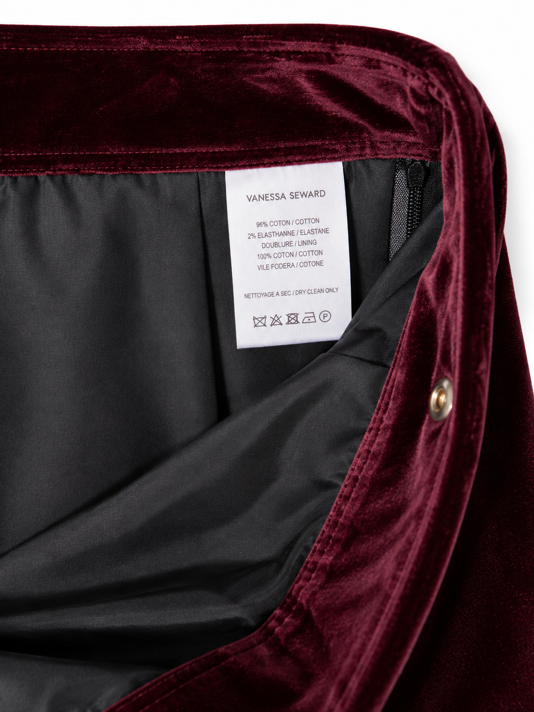 Falda Vanessa Seward de terciopelo burdeos – Talla 34