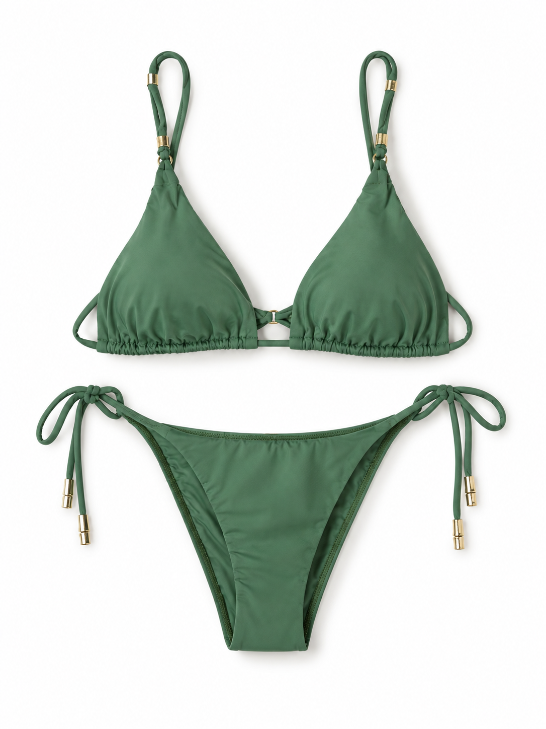 Bikini verde ViX Paula Hermanny Gal con detalles dorados