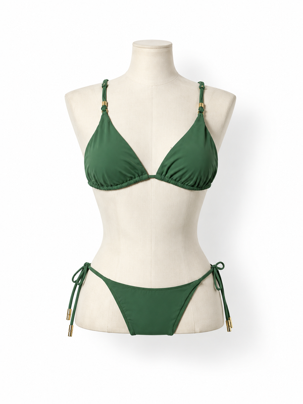 Bikini verde ViX Paula Hermanny Gal con detalles dorados