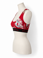 Top cropped floral Paco Rabanne rojo talla M