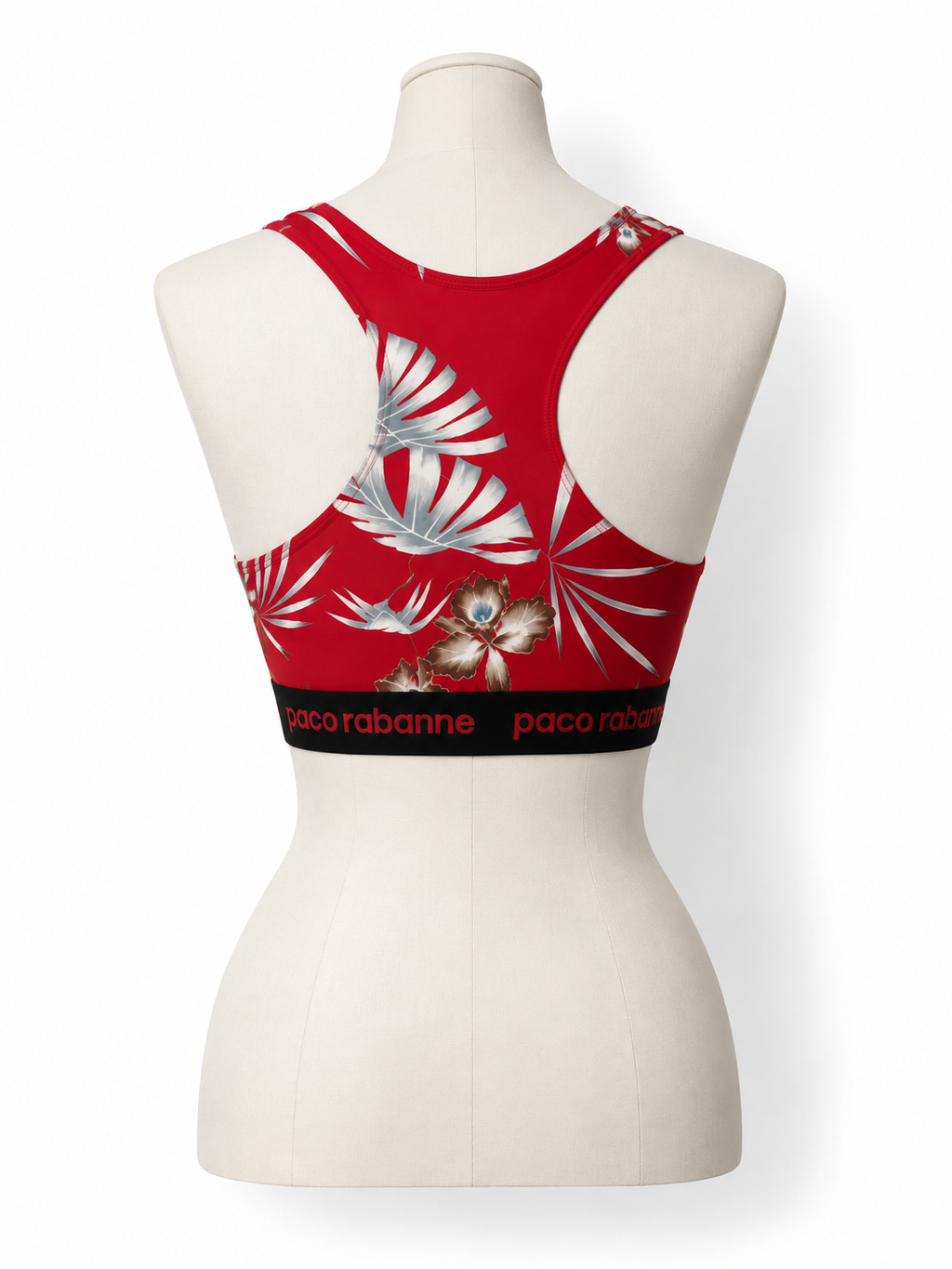 Top cropped floral Paco Rabanne rojo talla M