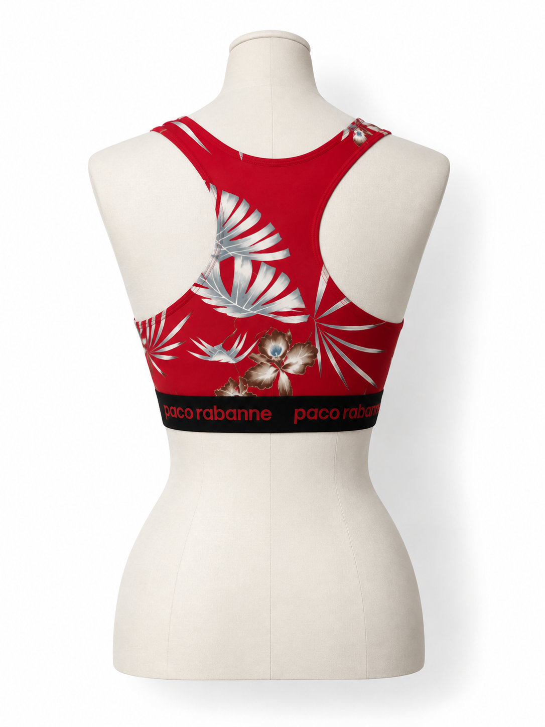 Top cropped floral Paco Rabanne rojo talla M