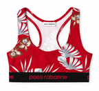 Top cropped floral Paco Rabanne rojo talla M