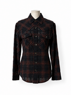 Camisa de cuadros Antik Batik negra talla S/38 con etiqueta