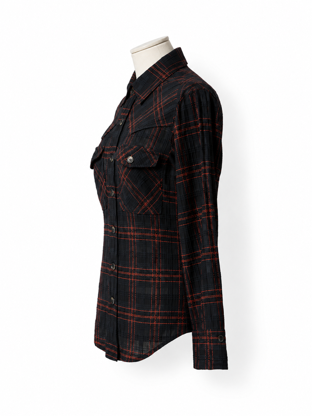 Camisa de cuadros Antik Batik negra talla S/38 con etiqueta