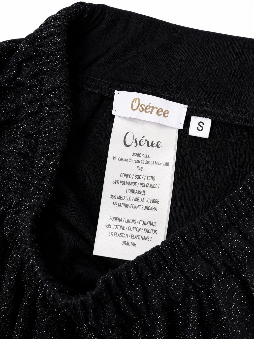 Conjunto deportivo Oséree Lumière de lúrex negro – Talla S