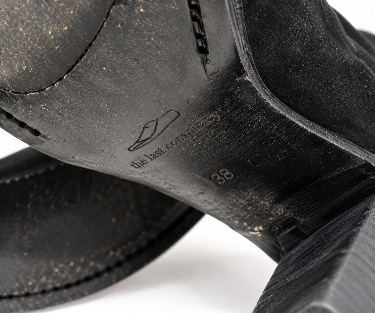 Botines The Last Conspiracy de ante negro con cremallera trasera – Talla 38
