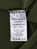 Camiseta Paco Rabanne verde caqui de manga larga con logo en el puño – Talla S