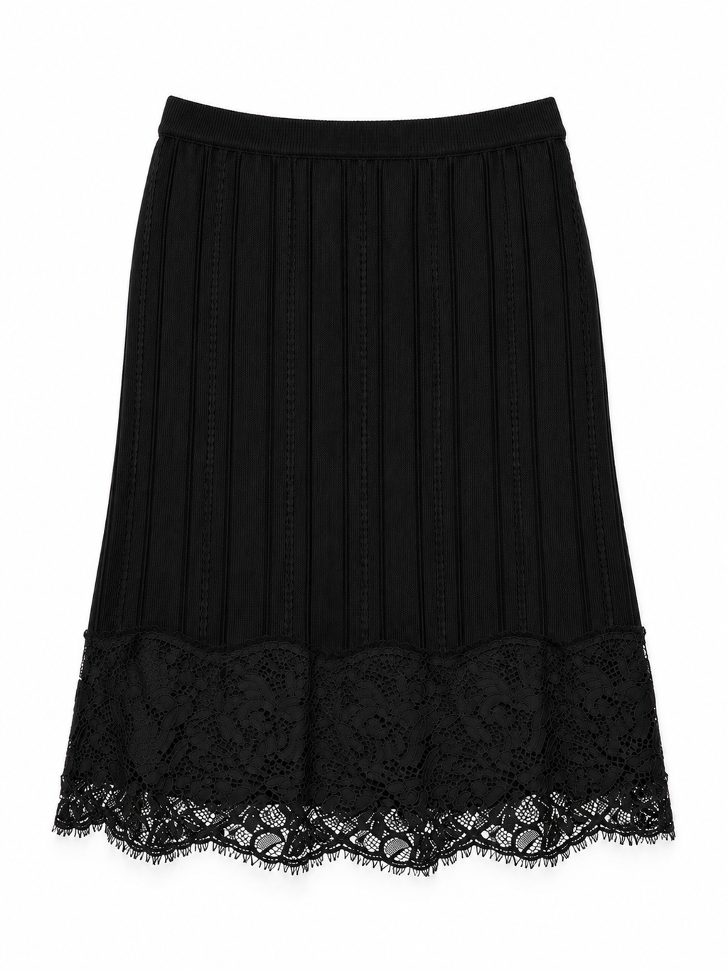 Falda Roberto Cavalli negra de punto con encaje floral – Talla 38