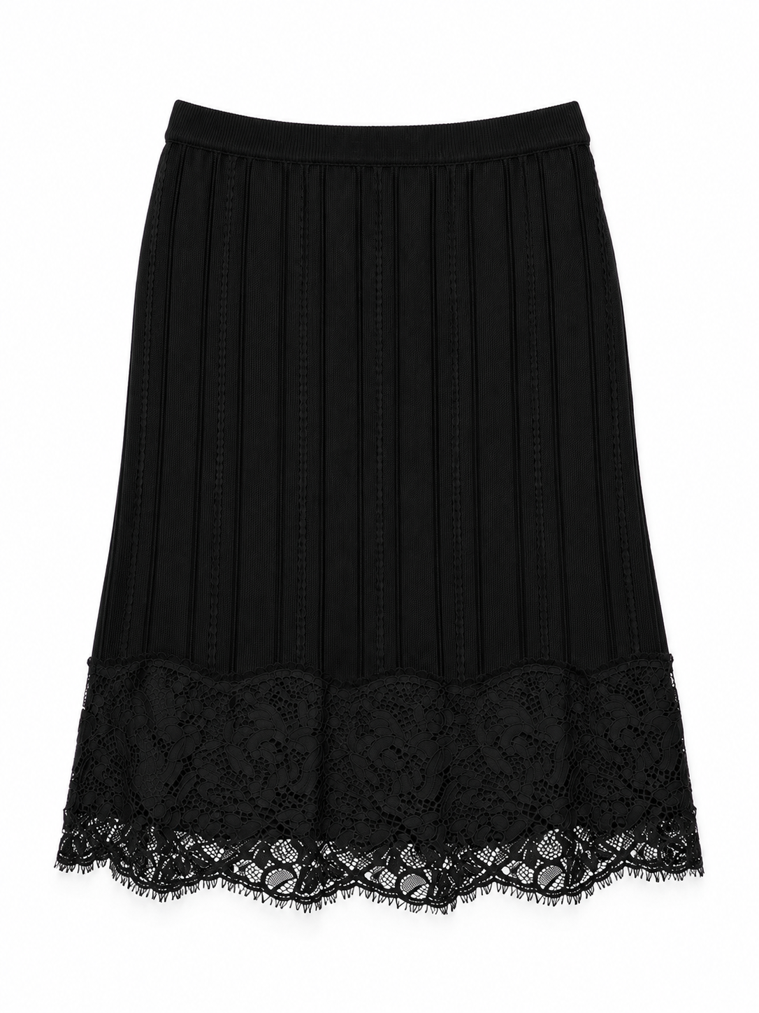 Falda Roberto Cavalli negra de punto con encaje floral – Talla 38