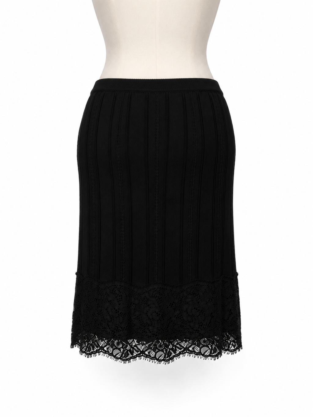 Falda Roberto Cavalli negra de punto con encaje floral – Talla 38