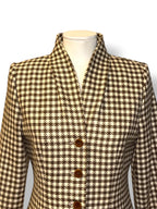 Blazer Vintage Gucci de Pata de Gallo – Chaqueta Marrón y Beige de Lujo