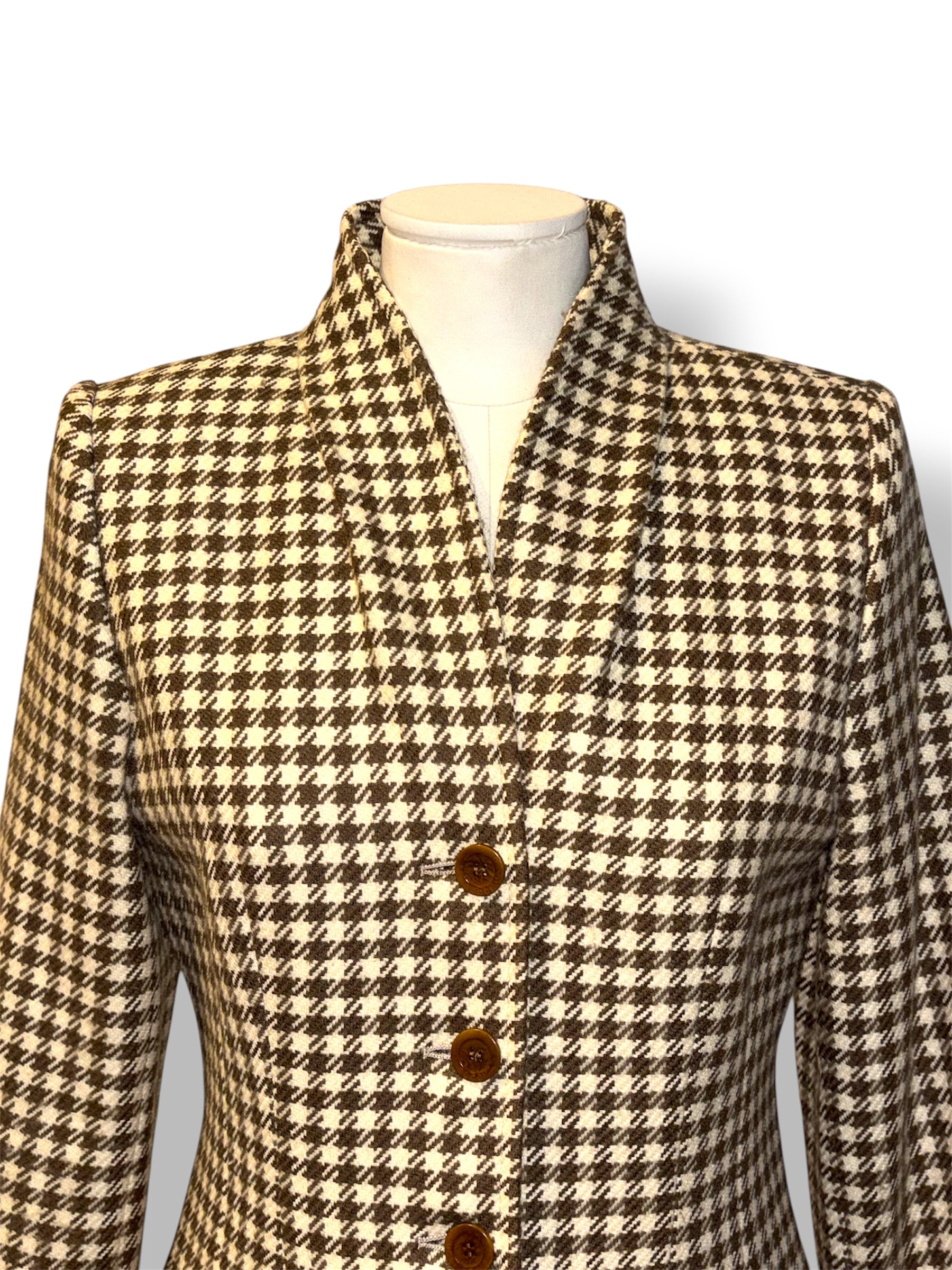 Blazer Vintage Gucci de Pata de Gallo – Chaqueta Marrón y Beige de Lujo