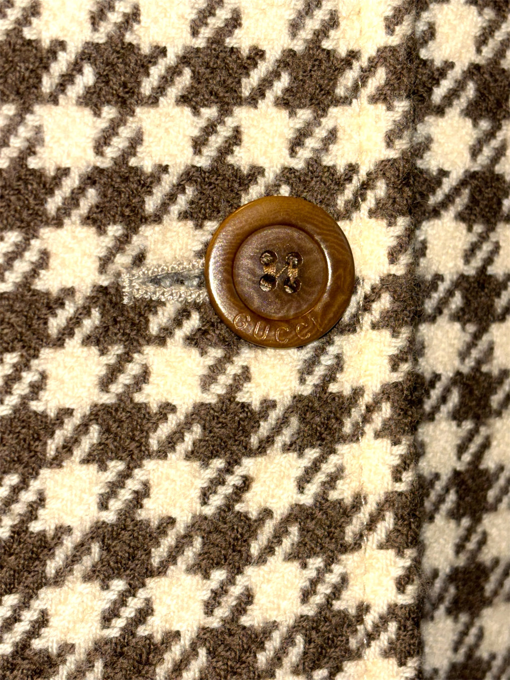 Blazer Vintage Gucci de Pata de Gallo – Chaqueta Marrón y Beige de Lujo