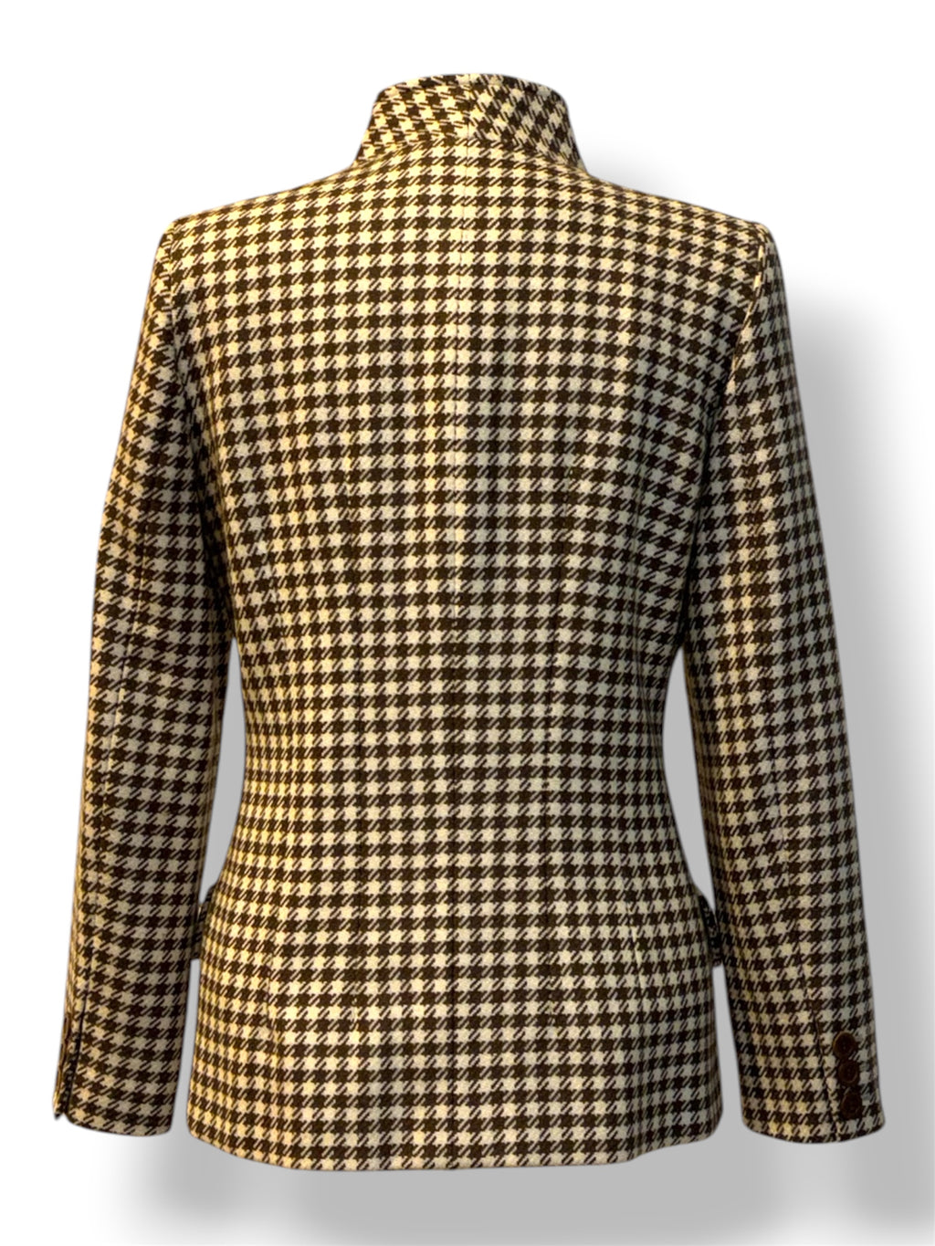 Blazer Vintage Gucci de Pata de Gallo – Chaqueta Marrón y Beige de Lujo