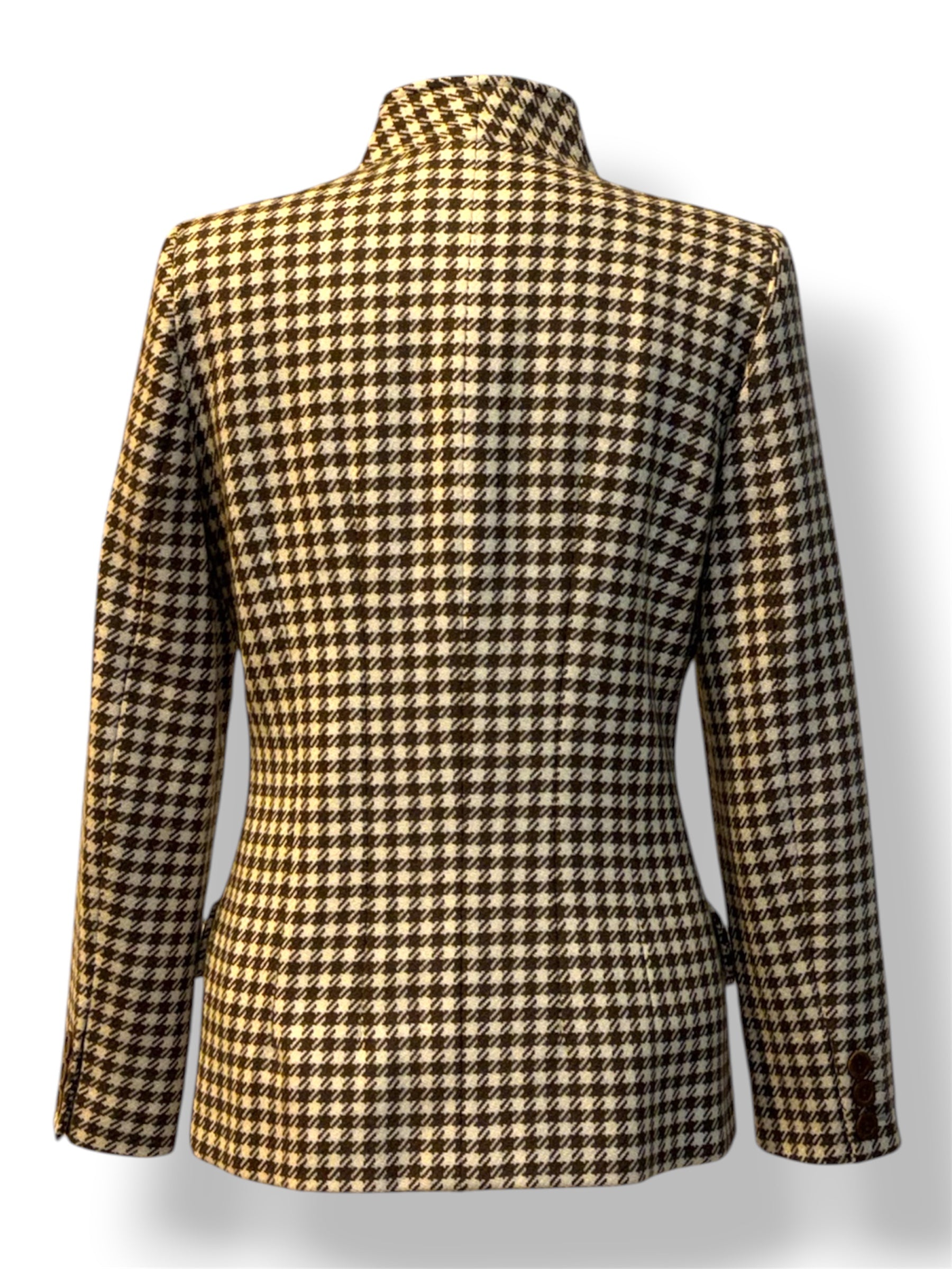 Blazer Vintage Gucci de Pata de Gallo – Chaqueta Marrón y Beige de Lujo