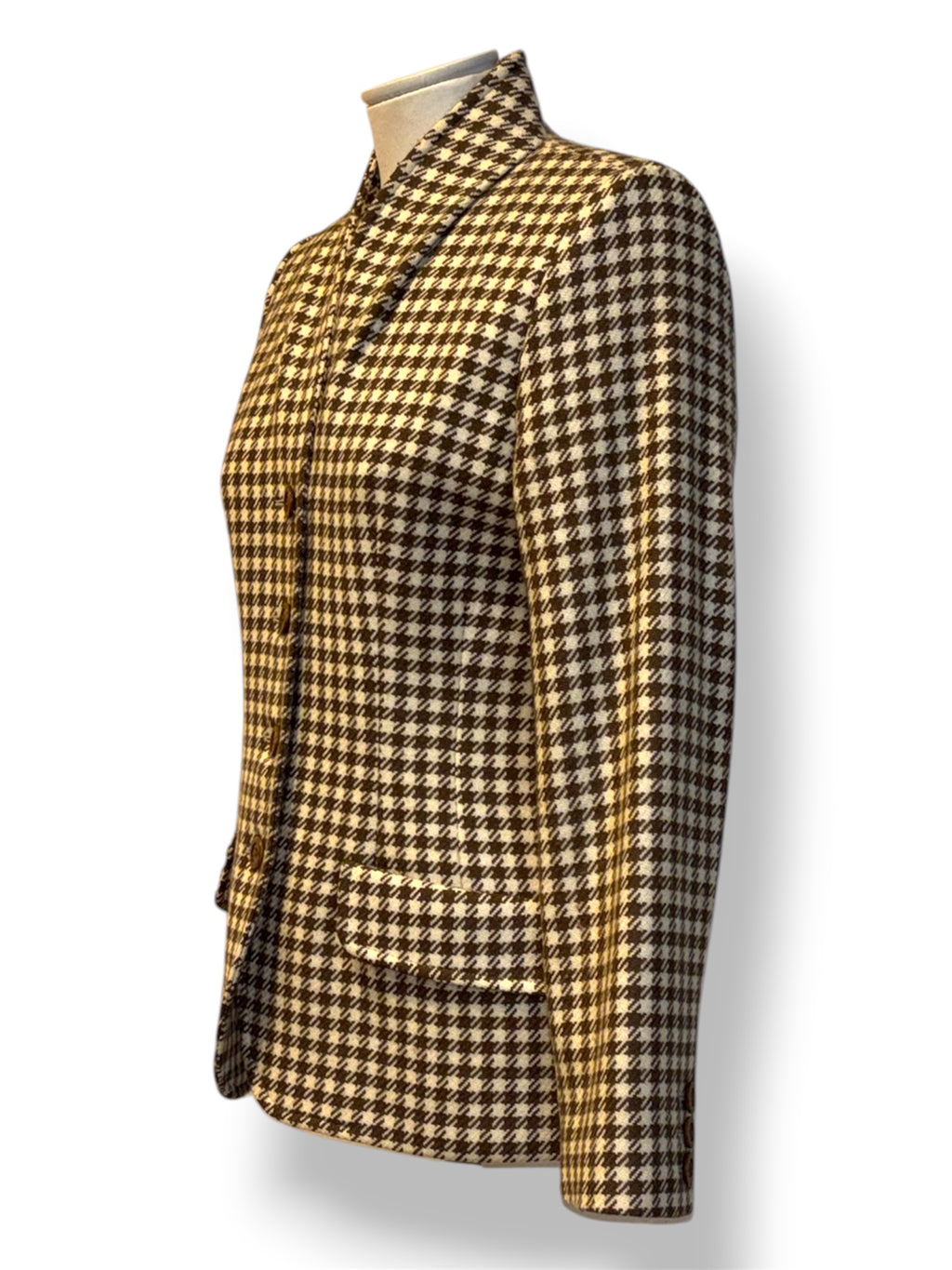 Blazer Vintage Gucci de Pata de Gallo – Chaqueta Marrón y Beige de Lujo