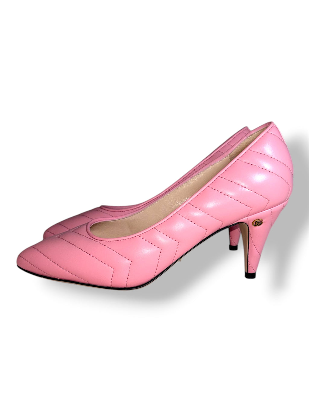 Zapatos de Tacón Gucci Marmont Charlotte en Piel Matelassé Rosa "Wild Rose"